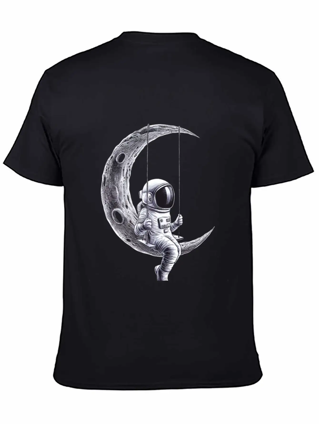 Lunar Swing Astronaut Relaxing In Space Unisex Short Sleeve Soft Cotton T-Shirt – Casual Everyday Wear