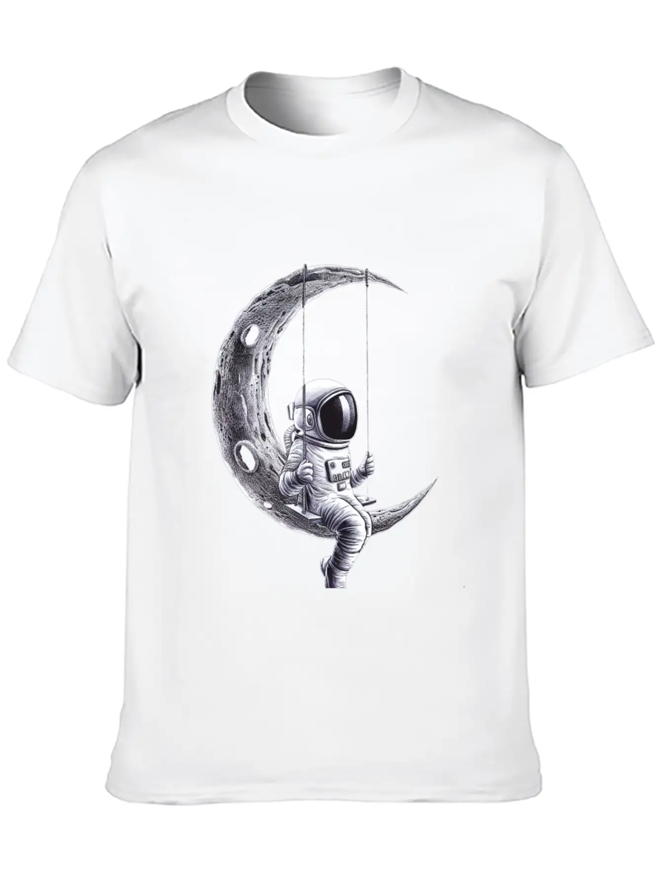 Lunar Swing Astronaut Relaxing In Space Unisex Short Sleeve Soft Cotton T-Shirt – Casual Everyday Wear