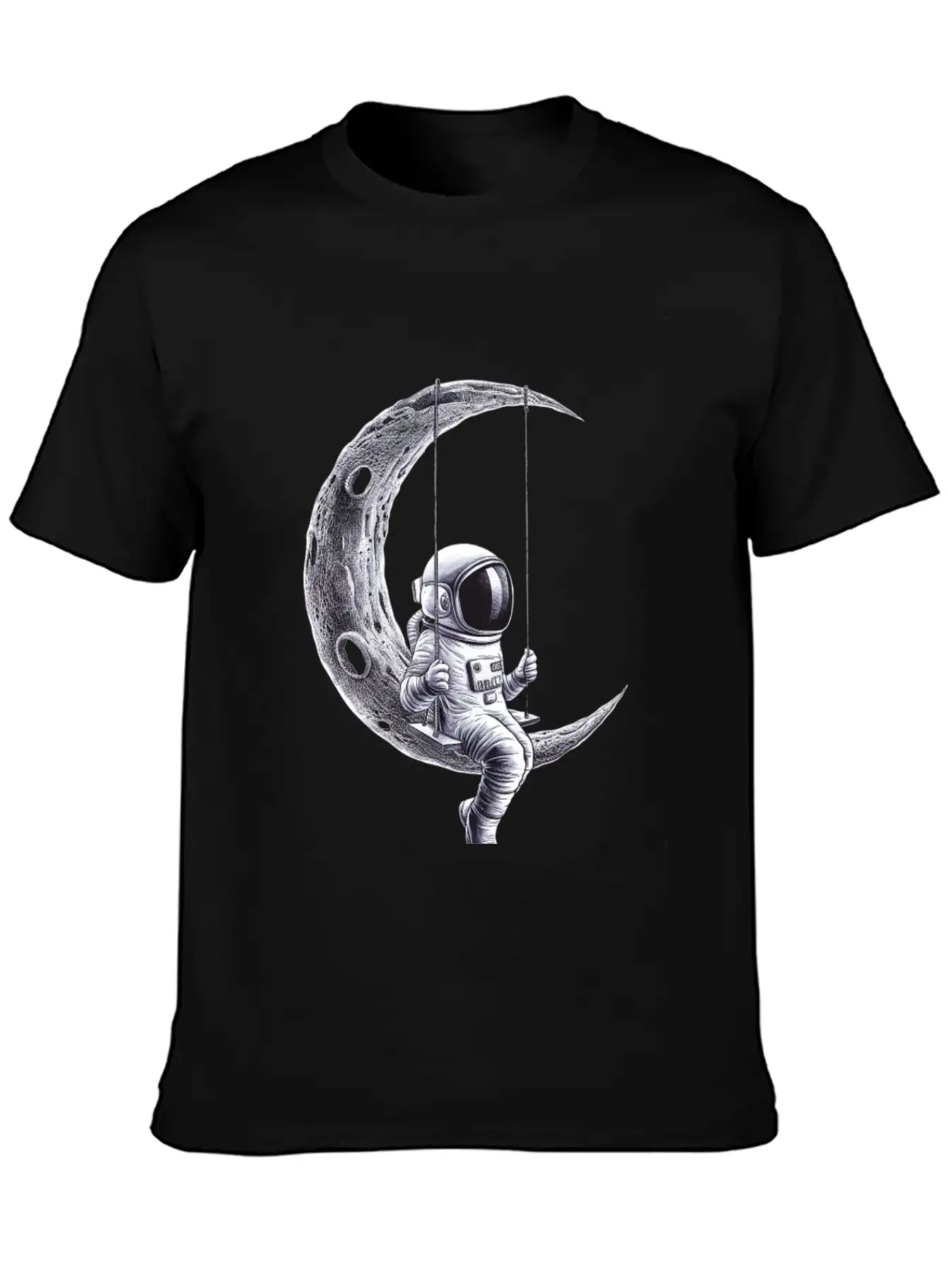 Lunar Swing Astronaut Relaxing In Space Unisex Short Sleeve Soft Cotton T-Shirt – Casual Everyday Wear