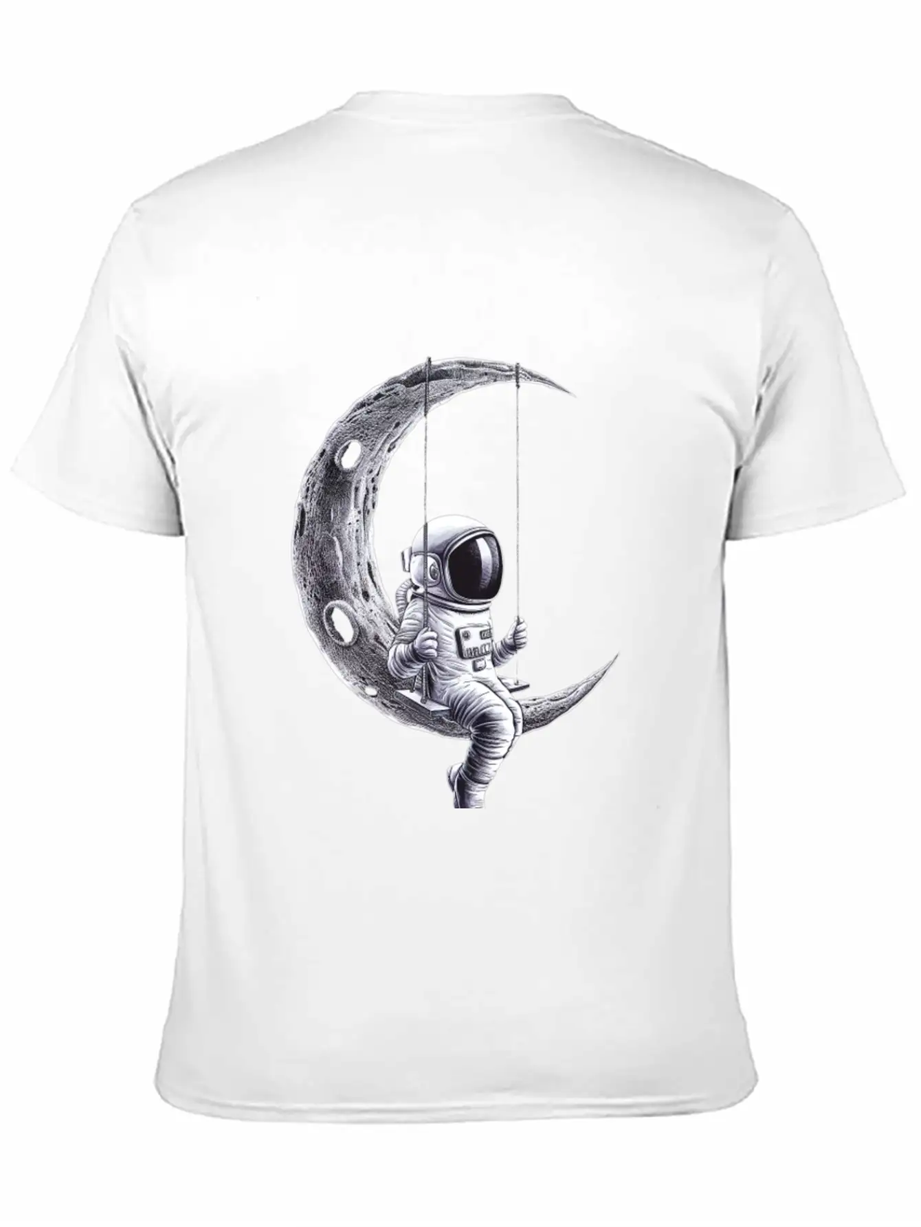 Lunar Swing Astronaut Relaxing In Space Unisex Short Sleeve Soft Cotton T-Shirt – Casual Everyday Wear