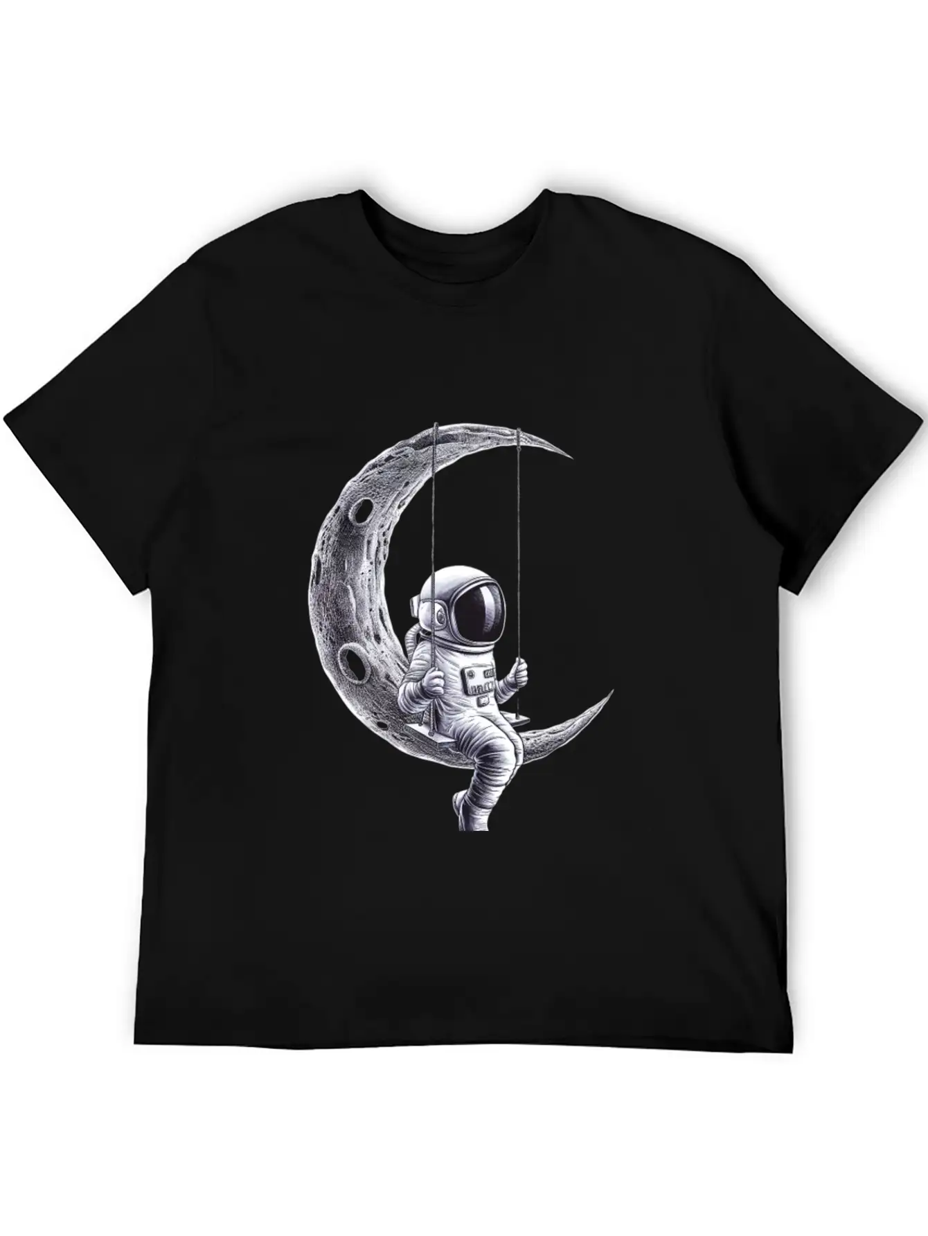 Lunar Swing Astronaut Relaxing In Space Unisex Short Sleeve Soft Cotton T-Shirt – Casual Everyday Wear