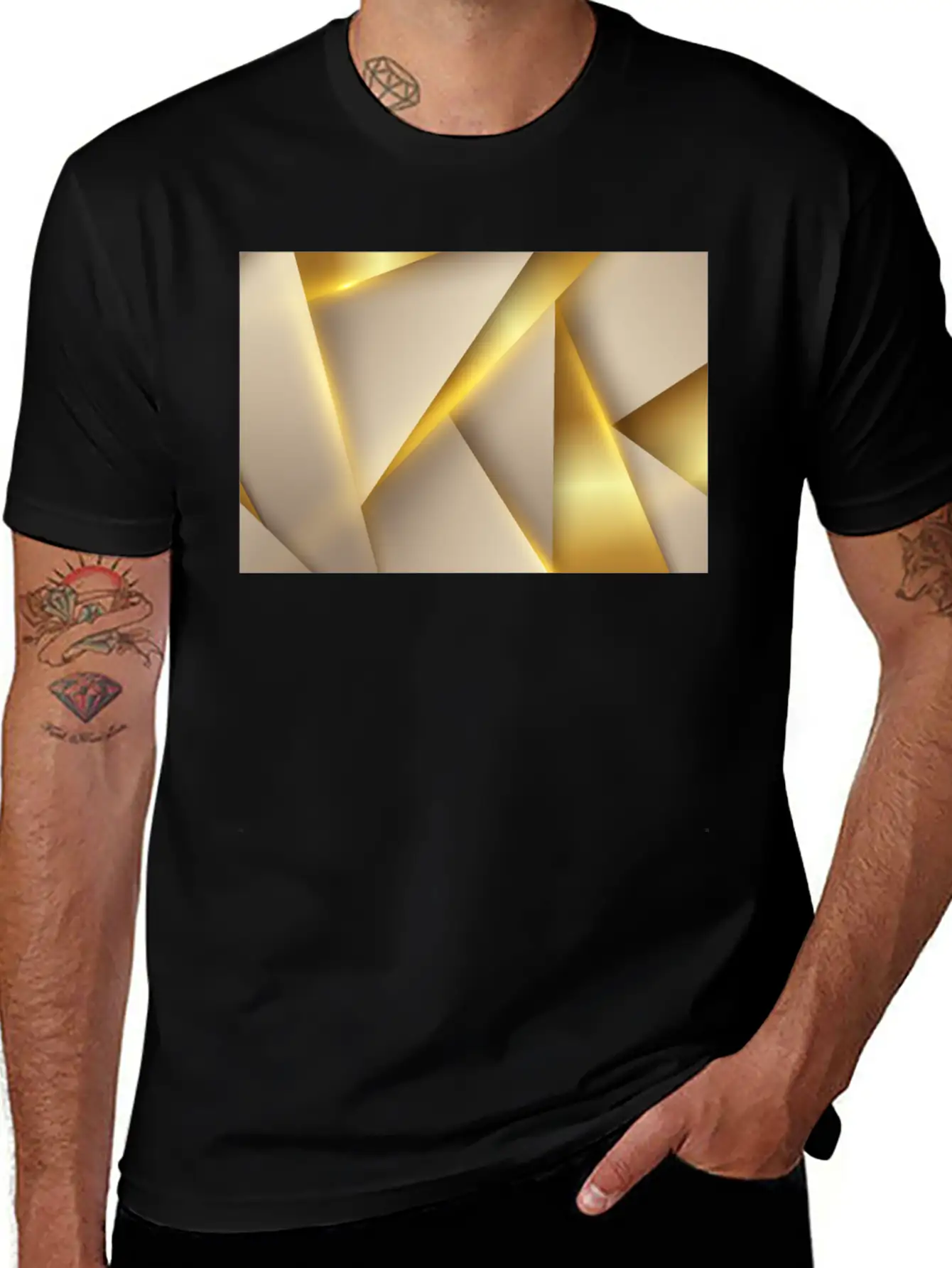 Luxury Golden Shapes Essential Unisex Summer Tee – Soft Cotton Casual Fit