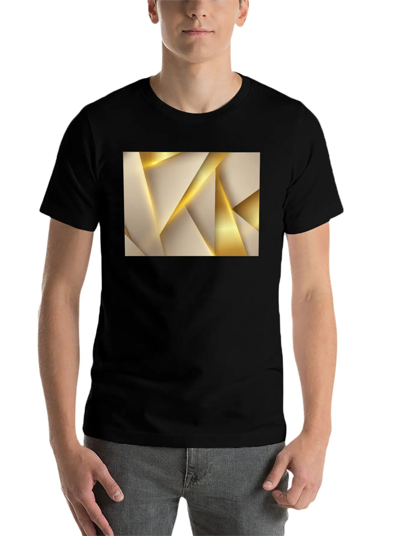 Luxury Golden Shapes Essential Unisex Summer Tee – Soft Cotton Casual Fit