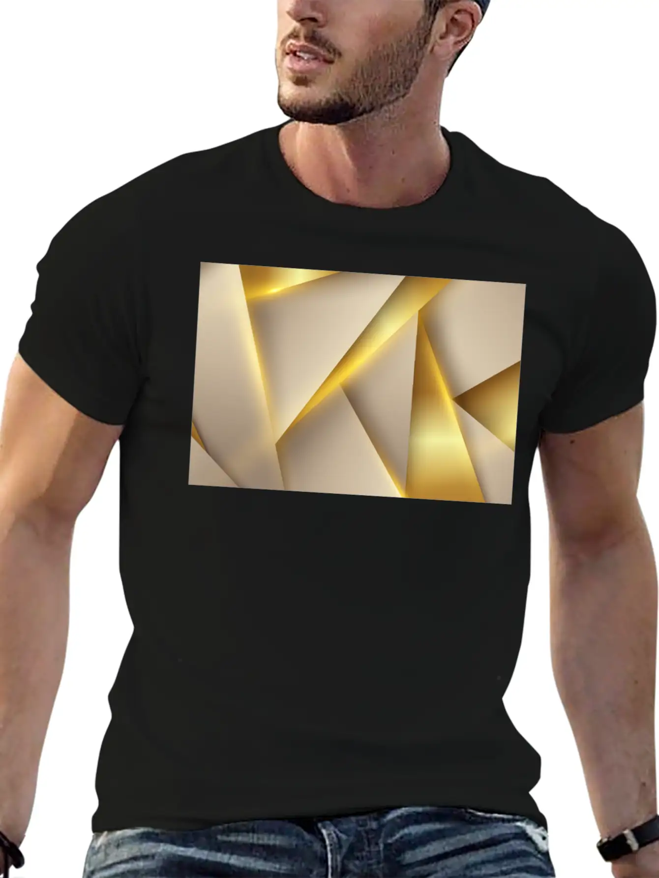 Luxury Golden Shapes Essential Unisex Summer Tee – Soft Cotton Casual Fit