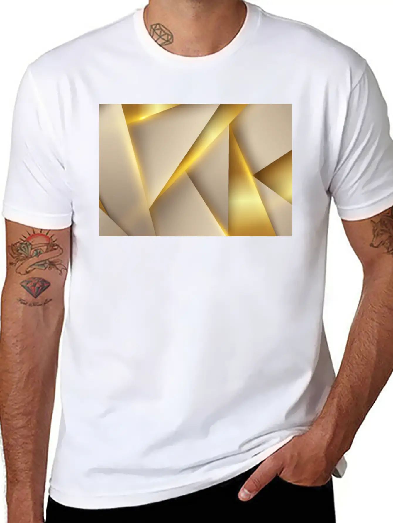 Luxury Golden Shapes Essential Unisex Summer Tee – Soft Cotton Casual Fit