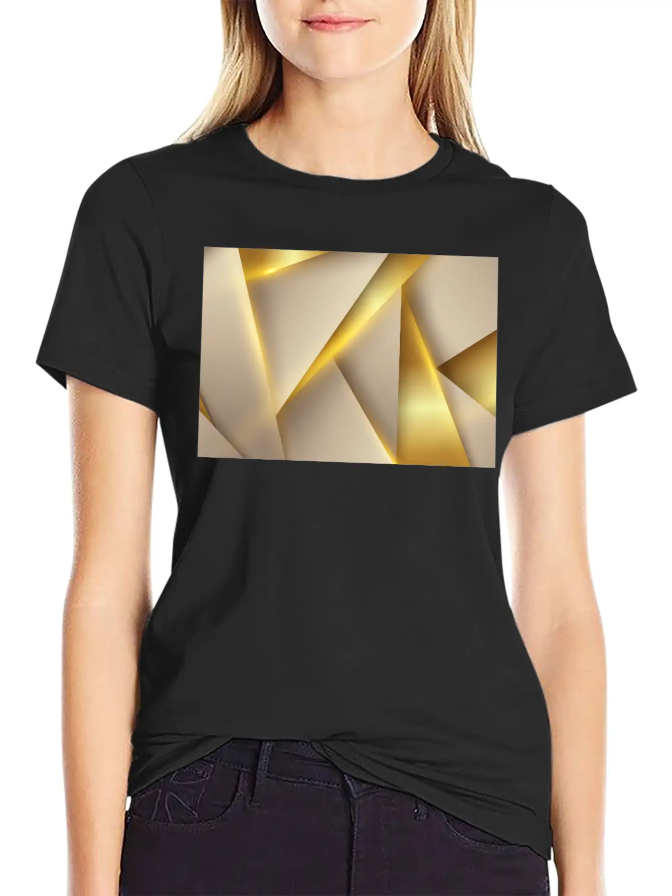 Luxury Golden Shapes Essential Unisex Summer Tee – Soft Cotton Casual Fit