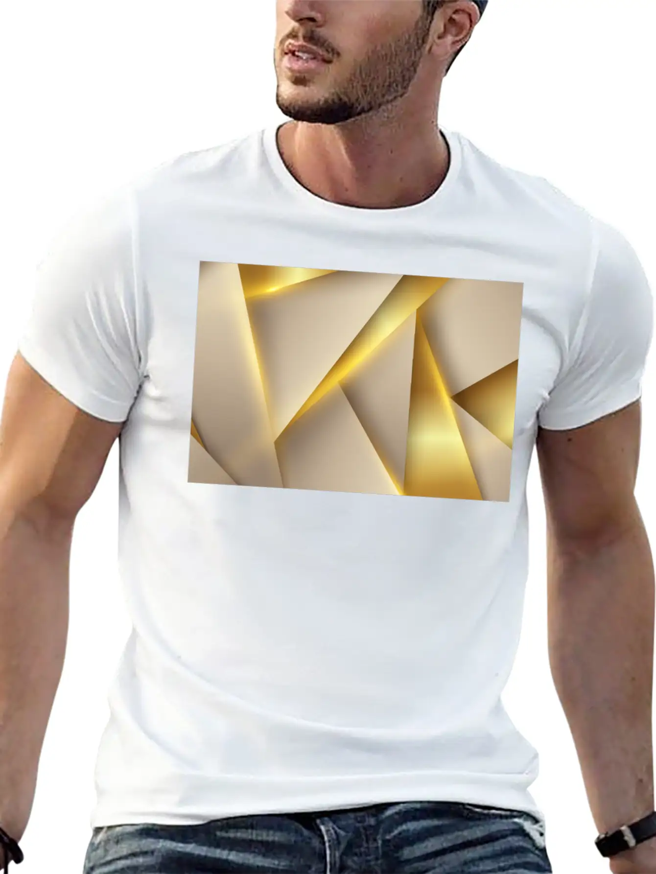 Luxury Golden Shapes Essential Unisex Summer Tee – Soft Cotton Casual Fit