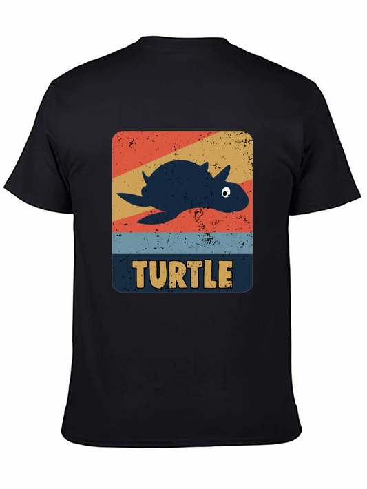 Retro Turtle Graphic Tee - Novelty Animal T-Shirt
