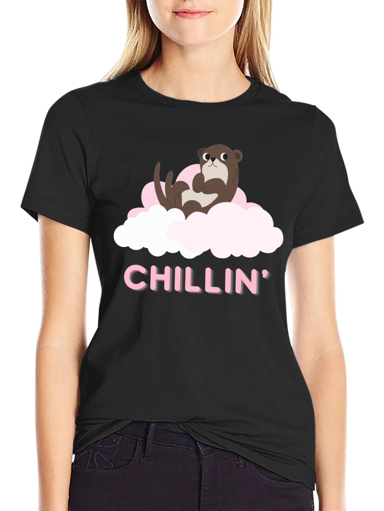 Chillin Otter Tee - Comfortable Black T-Shirt