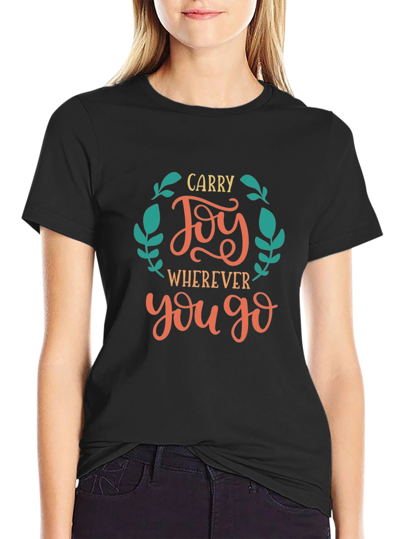 Carry Joy Black Graphic Tee