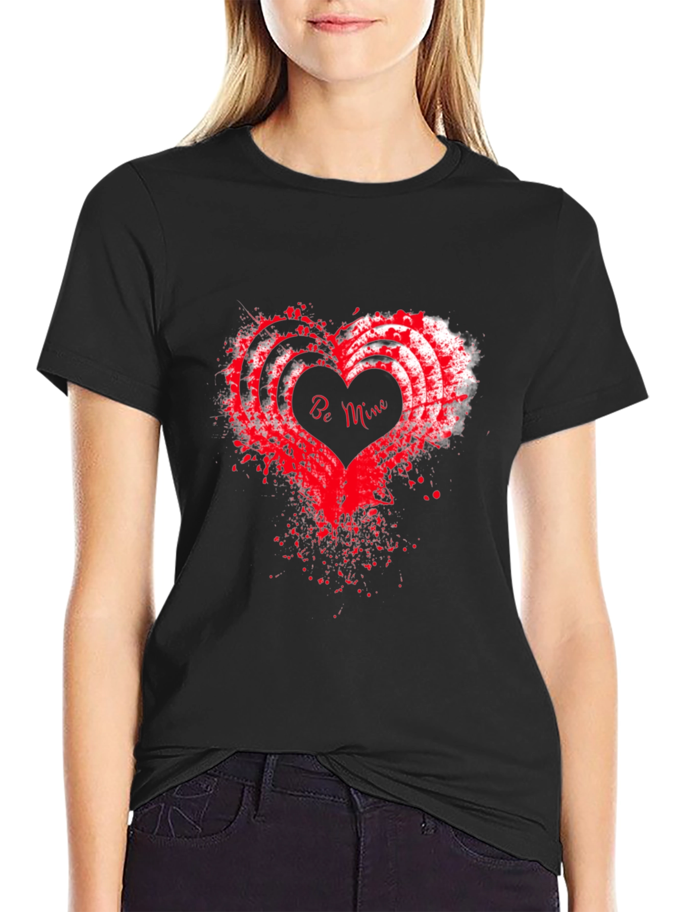 Be Mine Heart Valentines Day Graphic Tee
