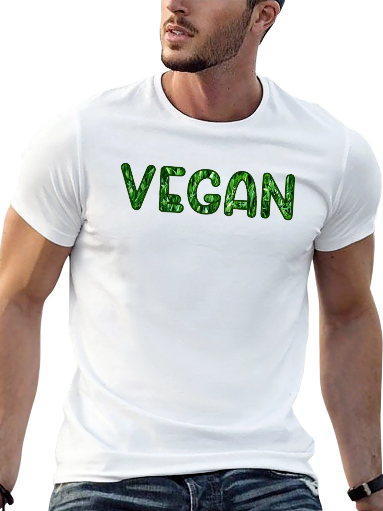 Vegan Leaf Graphic Black T-Shirt