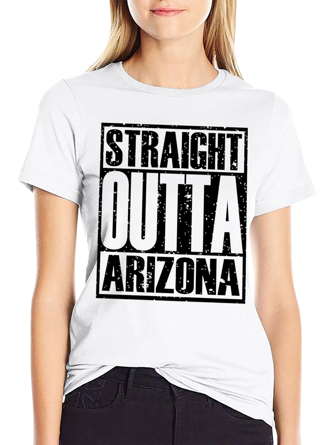 Straight Outta Arizona Black Graphic Tee Shirt