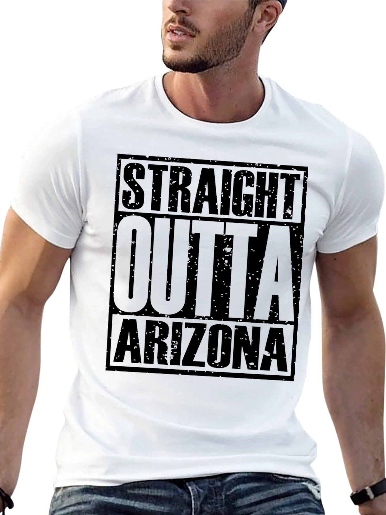 Straight Outta Arizona Black Graphic Tee Shirt