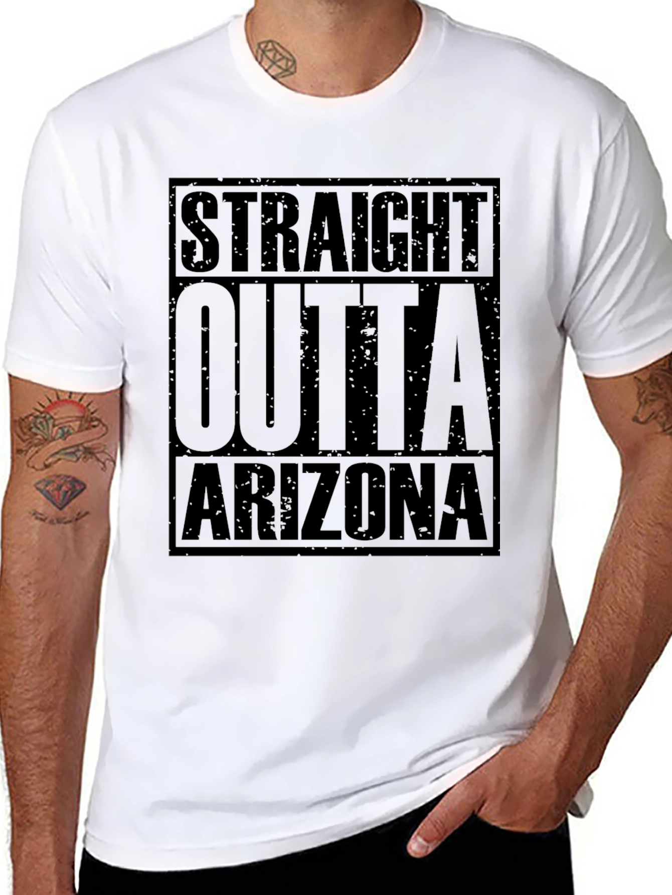 Straight Outta Arizona Black Graphic Tee Shirt