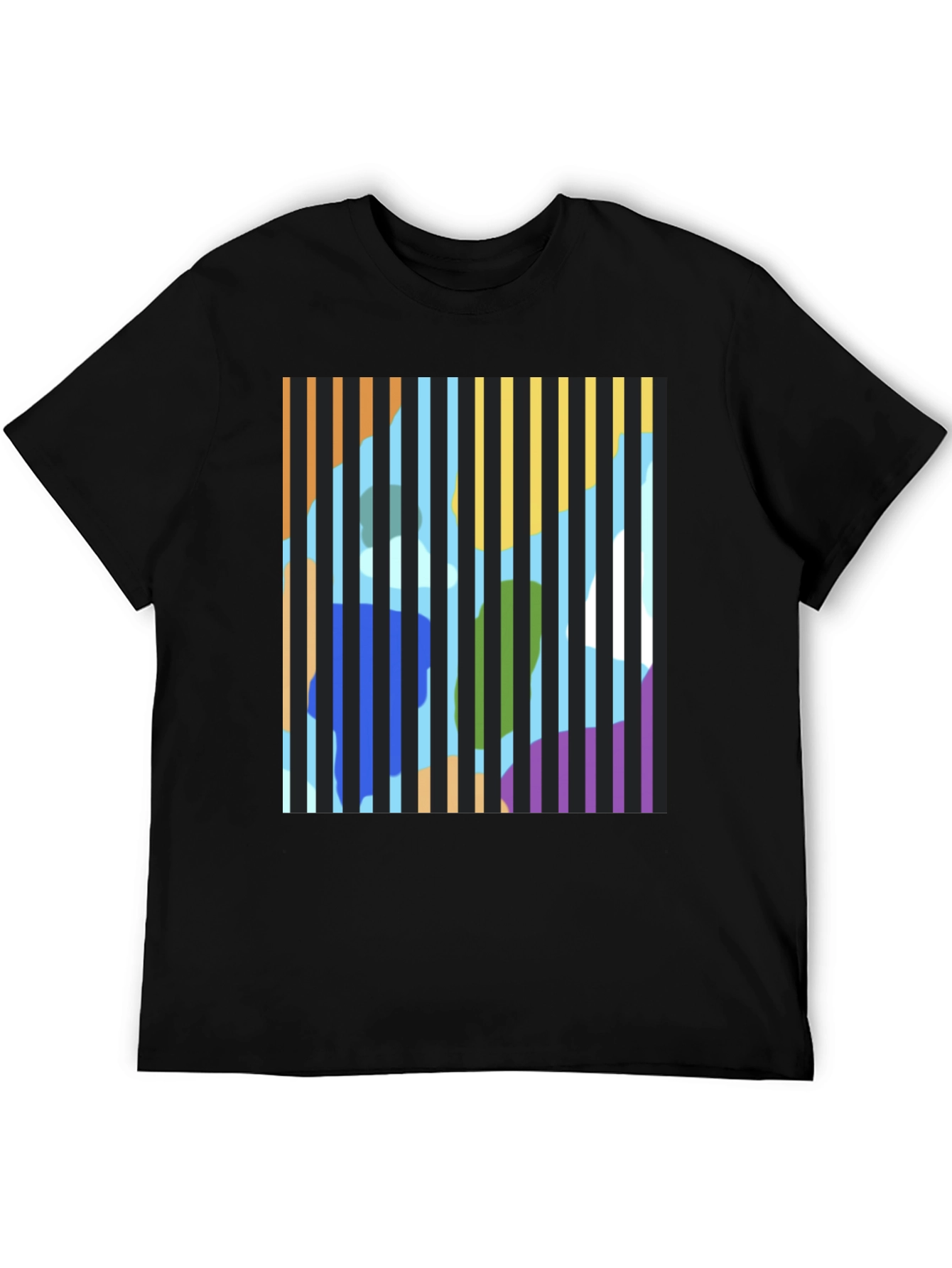 Abstract Striped Graphic Print T-Shirt