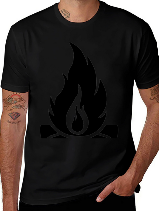 Campfire Graphic Tee - Black Cotton Casual