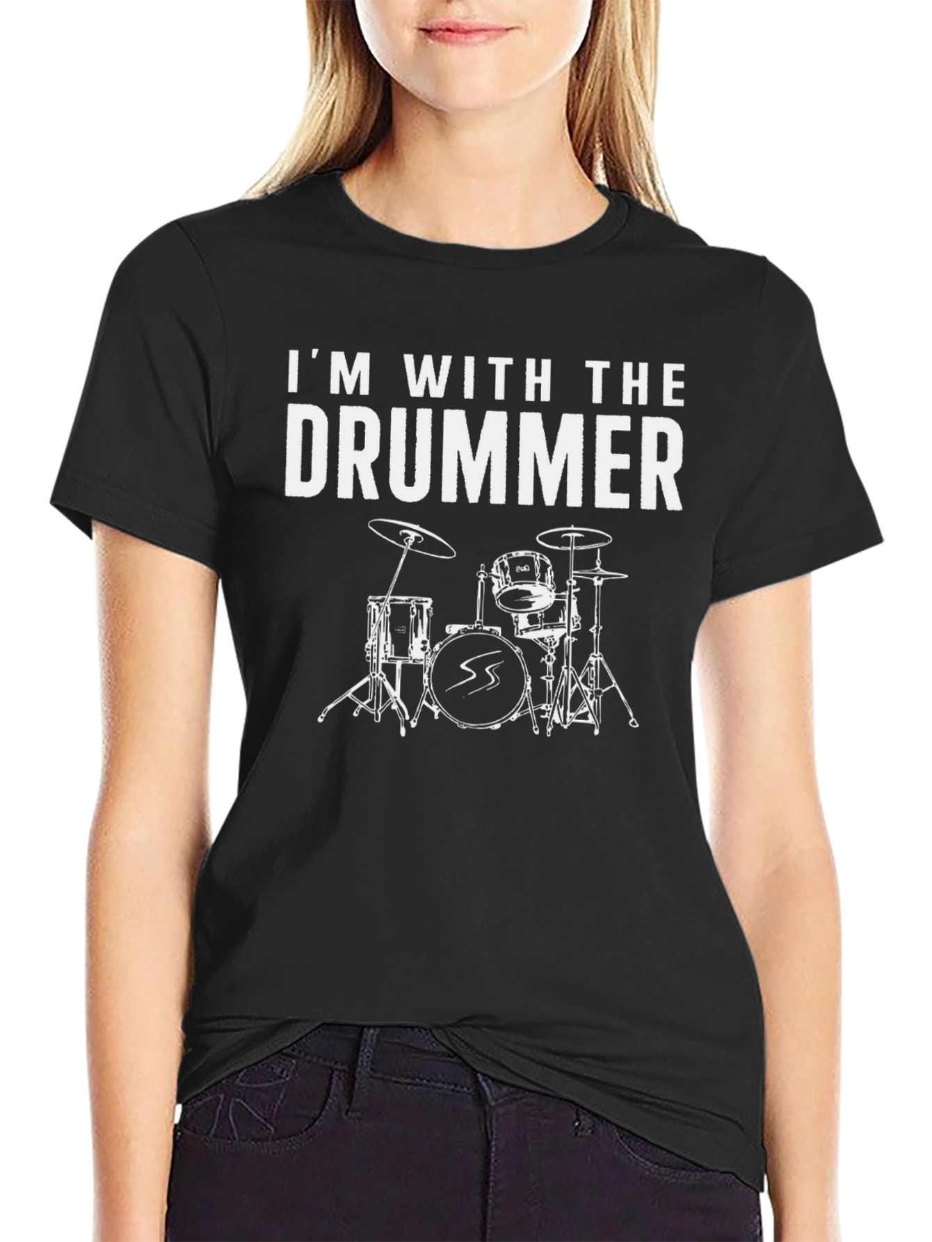 Im With The Drummer Black T-Shirt