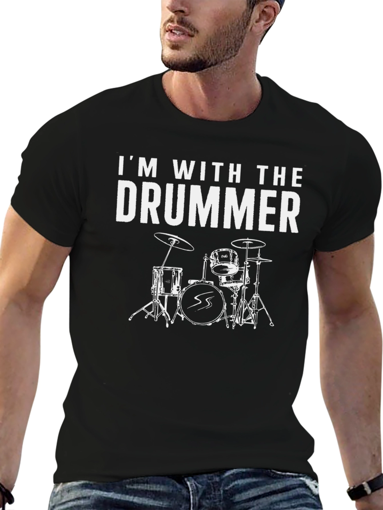 Im With The Drummer Black T-Shirt
