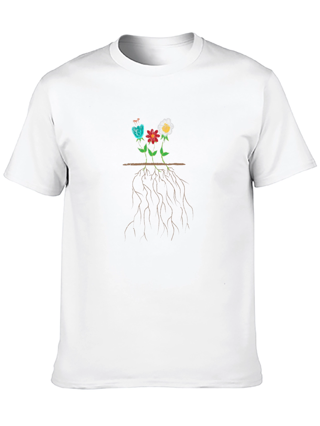 Rooted Flowers Graphic T-Shirt - Black