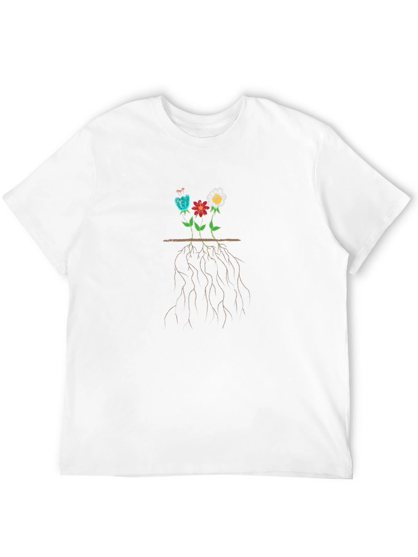 Rooted Flowers Graphic T-Shirt - Black