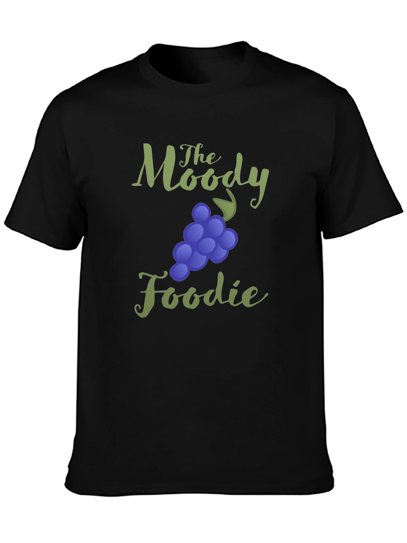 The Moody Foodie Black T-Shirt - Grapes Graphic Tee