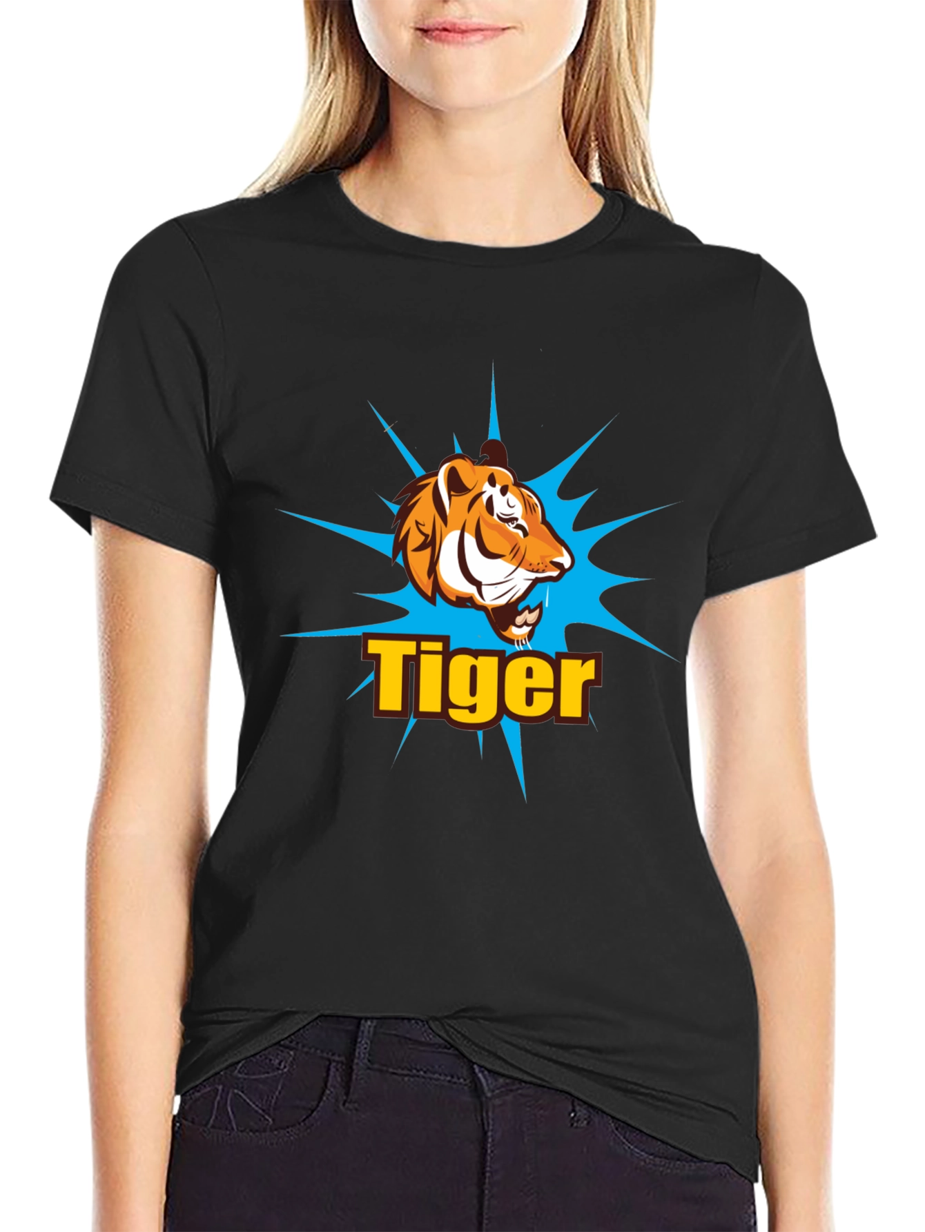 Tiger Graphic Print T-Shirt - Black