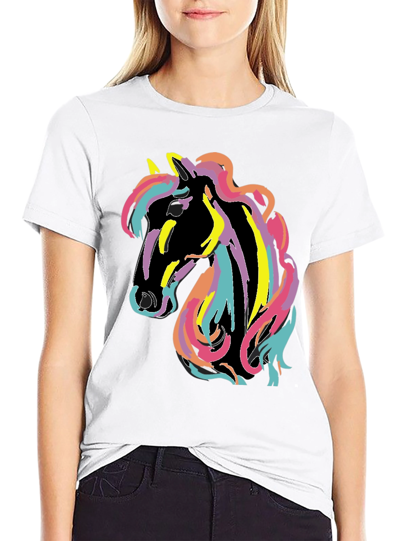 Rainbow Horse Graphic Tee - Mens Black T-Shirt