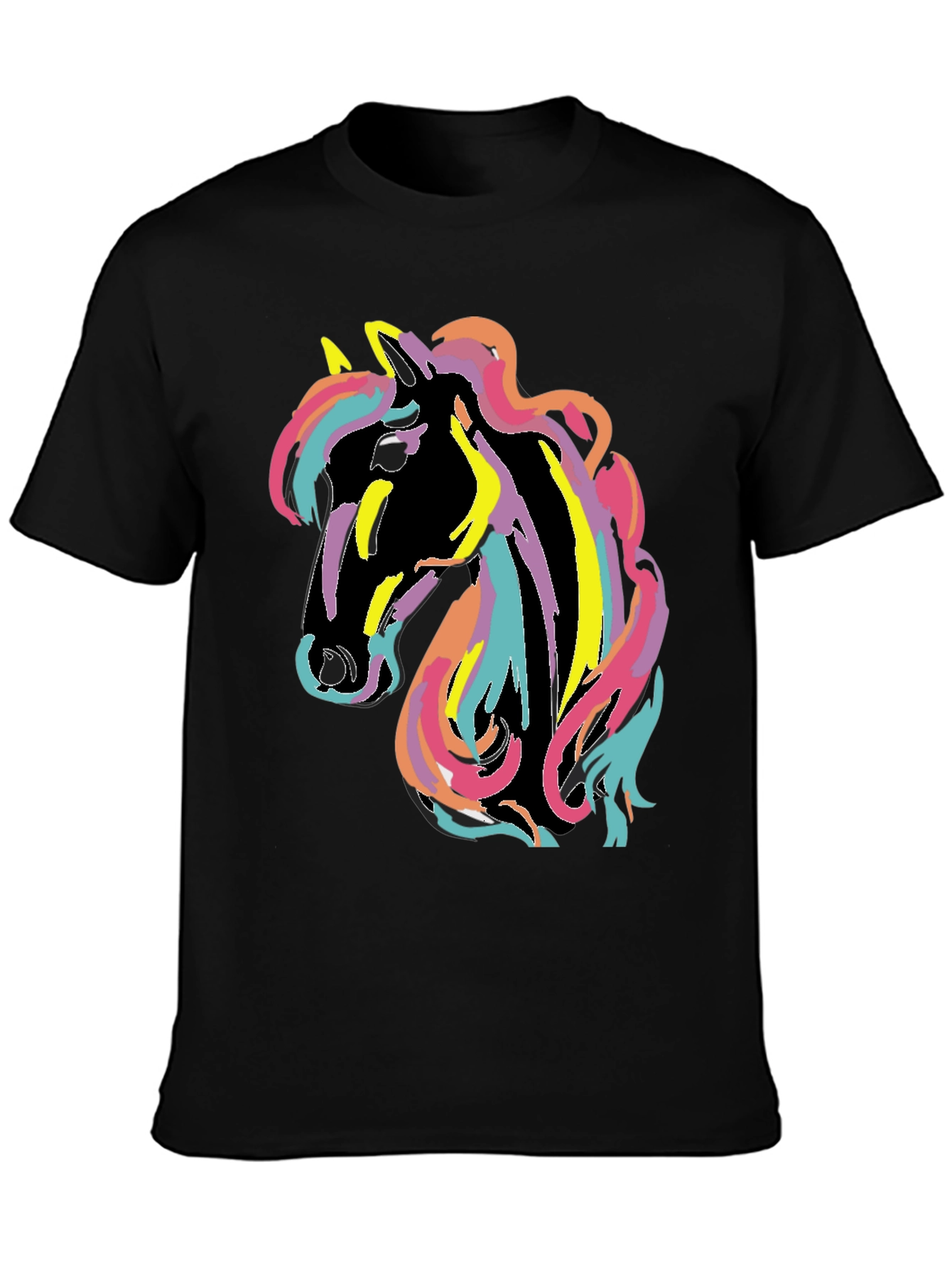 Rainbow Horse Graphic Tee - Mens Black T-Shirt