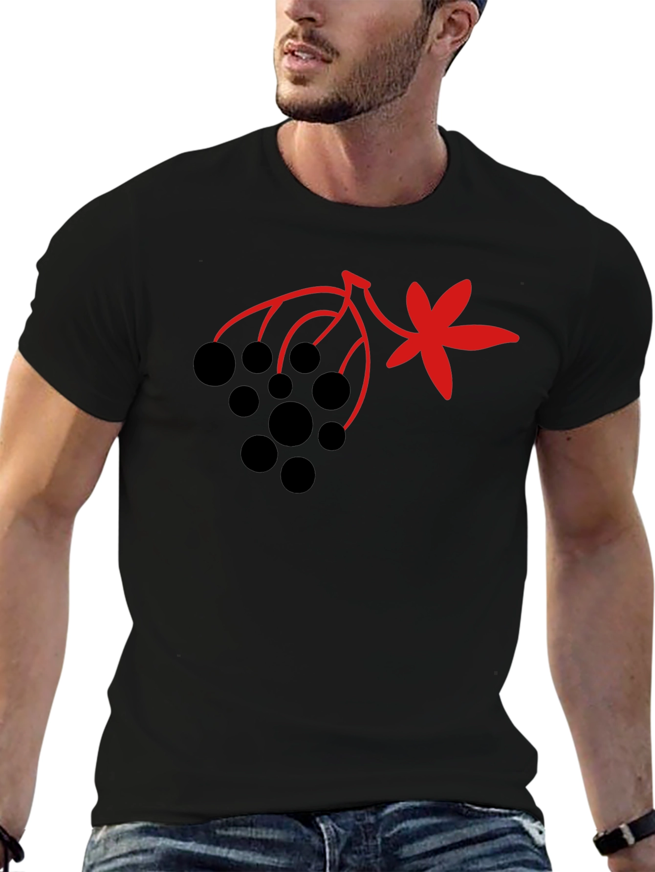 Berry & Leaf Graphic Black T-Shirt