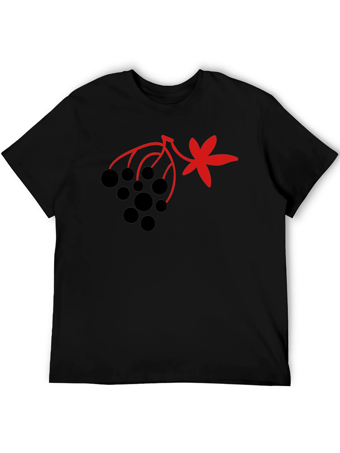 Berry & Leaf Graphic Black T-Shirt