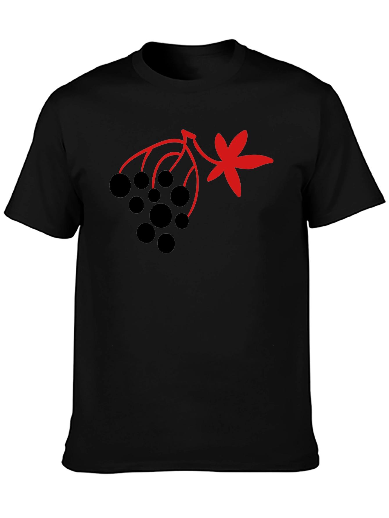 Berry & Leaf Graphic Black T-Shirt