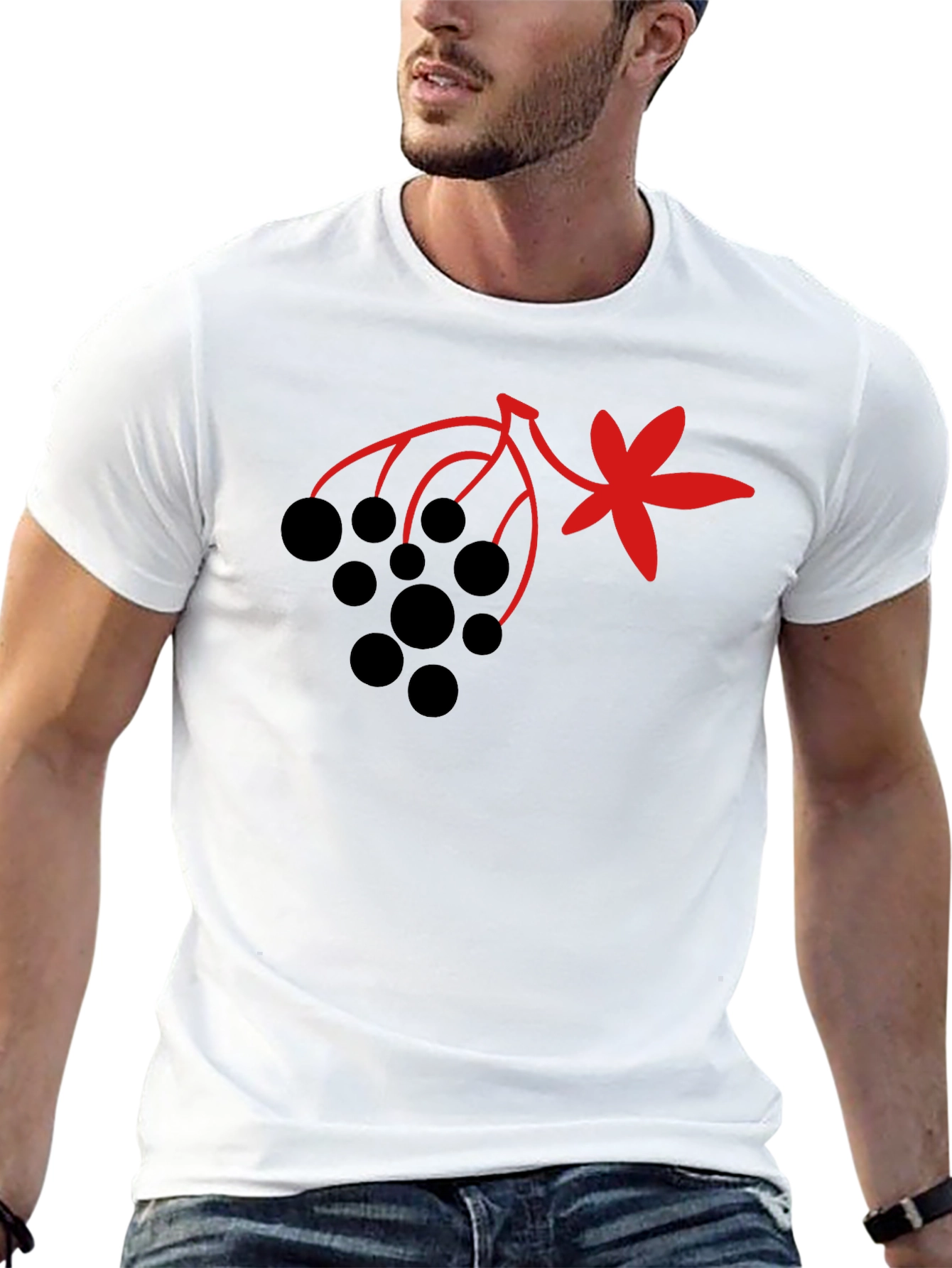 Berry & Leaf Graphic Black T-Shirt