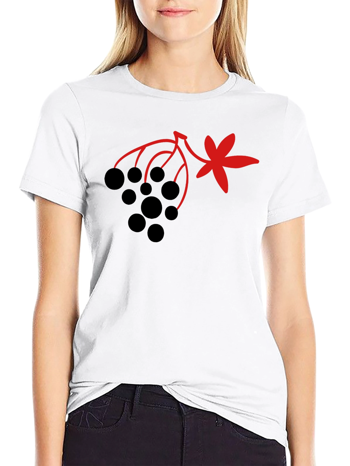 Berry & Leaf Graphic Black T-Shirt