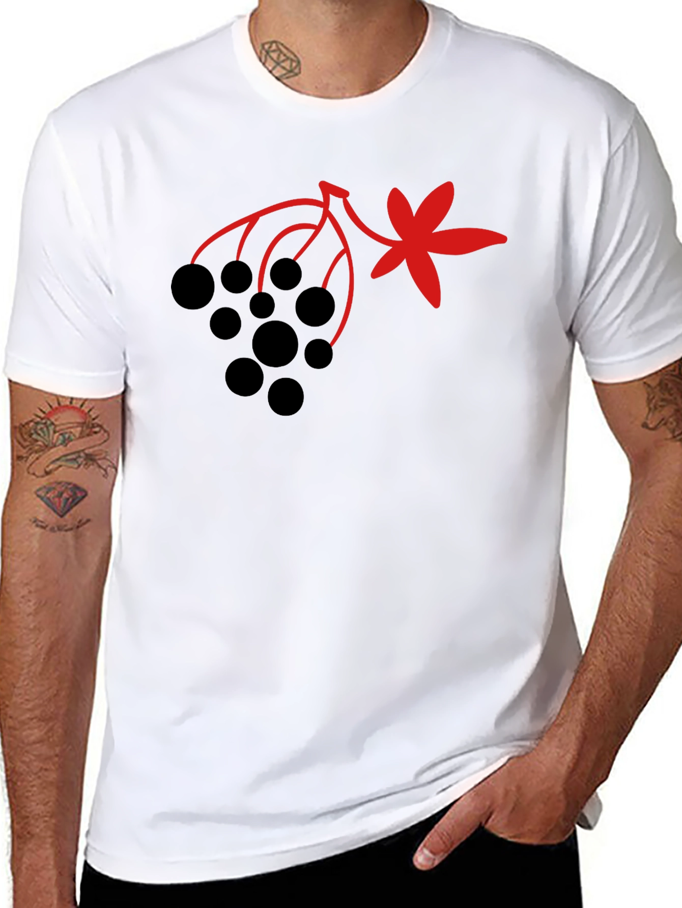 Berry & Leaf Graphic Black T-Shirt
