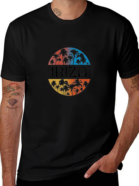 Ibiza Palm Tree Graphic Tee - Mens Black T-Shirt