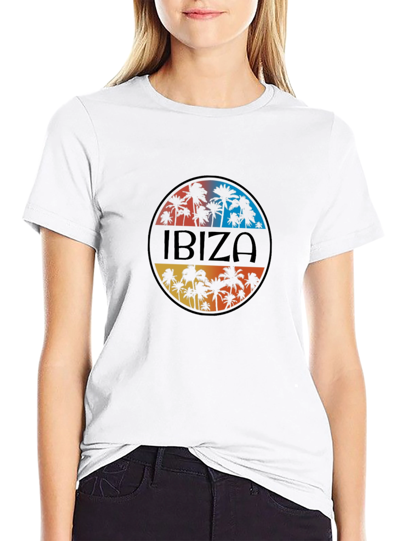 Ibiza Palm Tree Graphic Tee - Mens Black T-Shirt