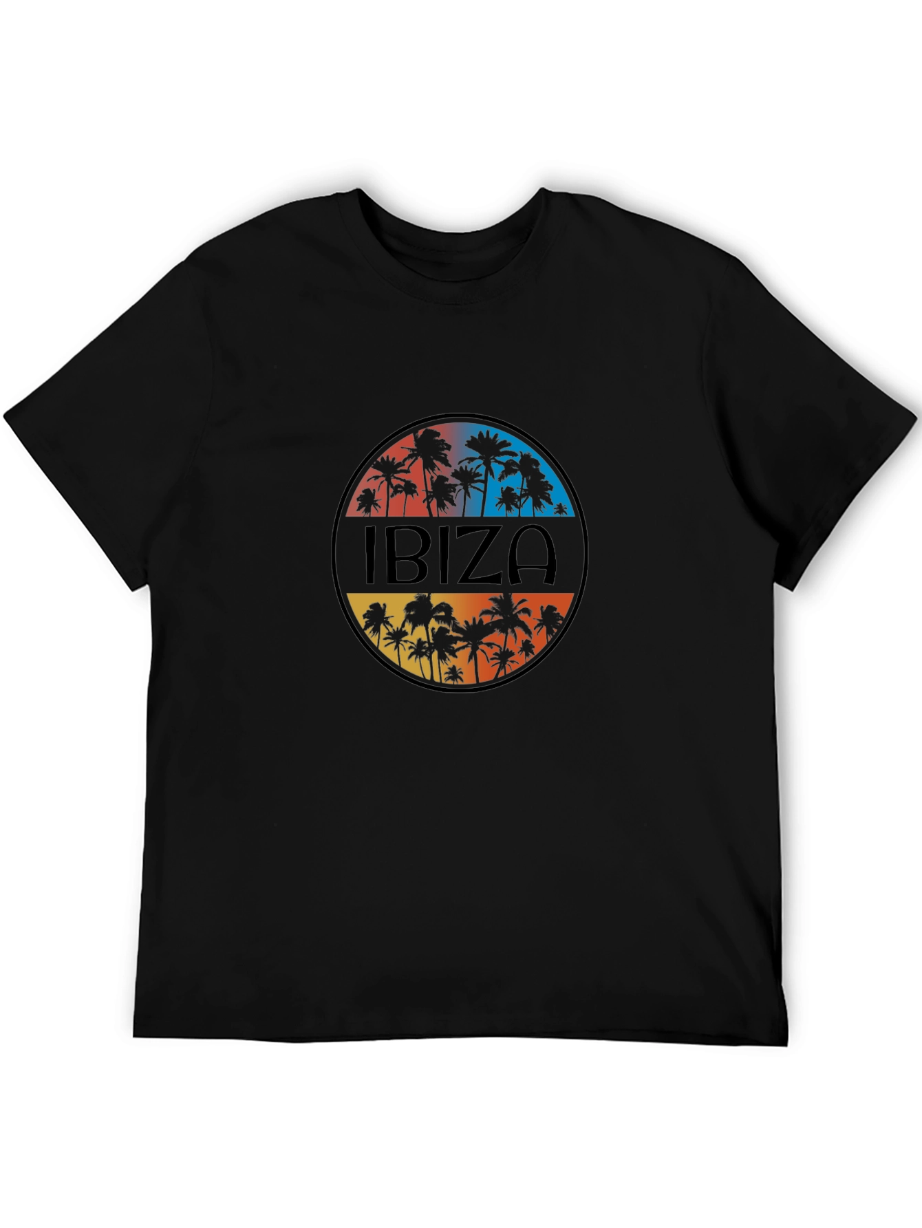 Ibiza Palm Tree Graphic Tee - Mens Black T-Shirt