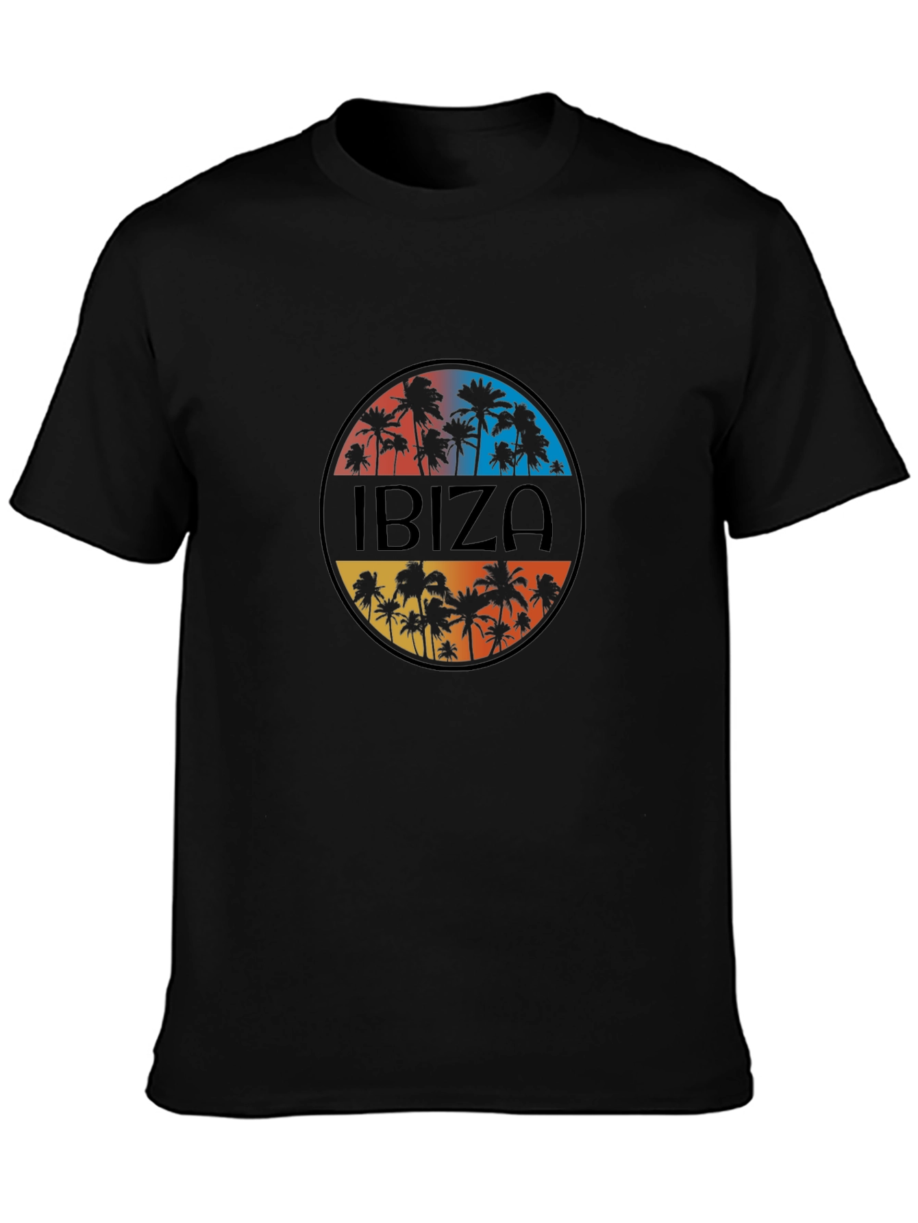 Ibiza Palm Tree Graphic Tee - Mens Black T-Shirt