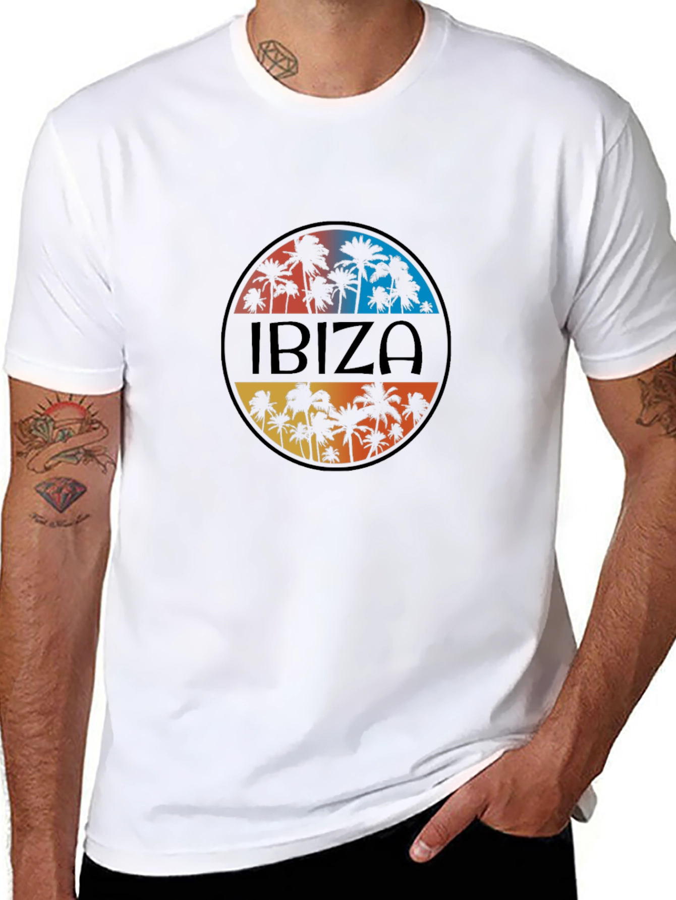 Ibiza Palm Tree Graphic Tee - Mens Black T-Shirt