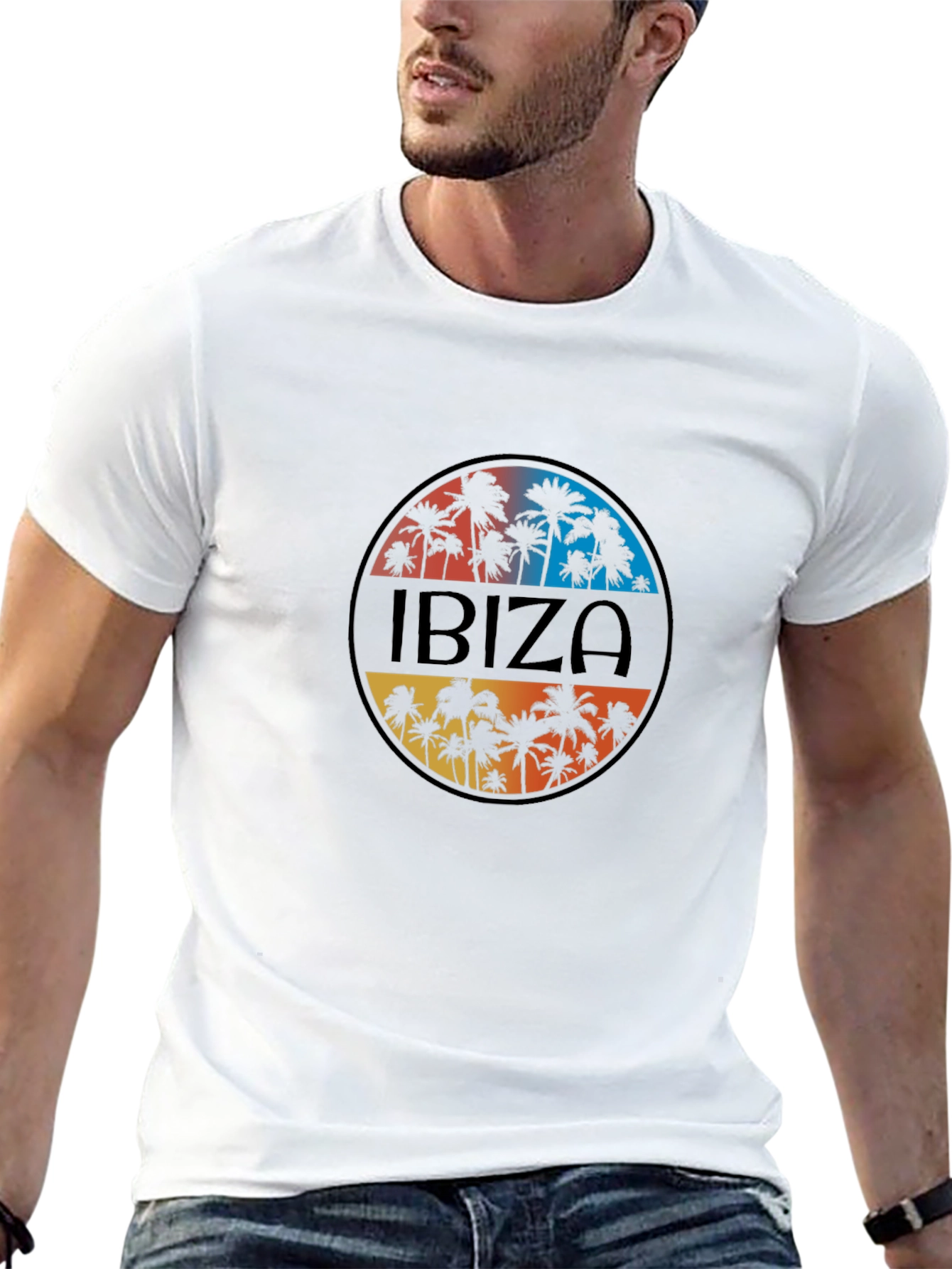 Ibiza Palm Tree Graphic Tee - Mens Black T-Shirt