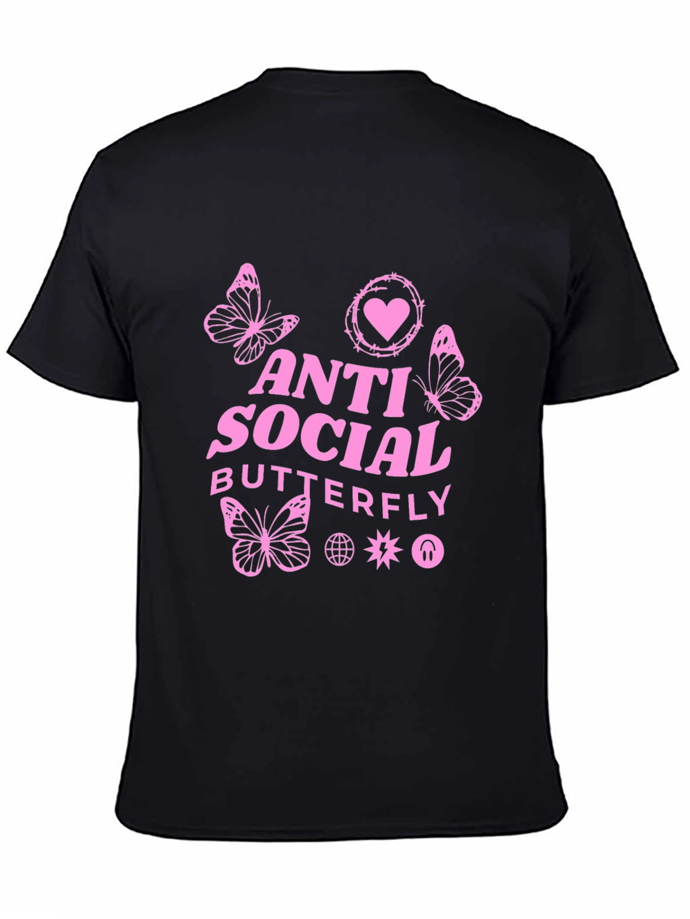 Anti Social Butterfly Graphic Tee - Black