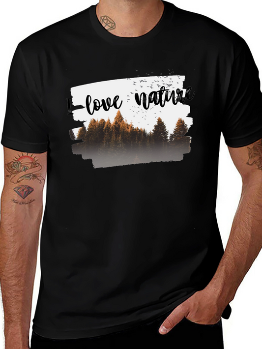 Nature Lover Tee - Forest Graphic Print Black T-Shirt
