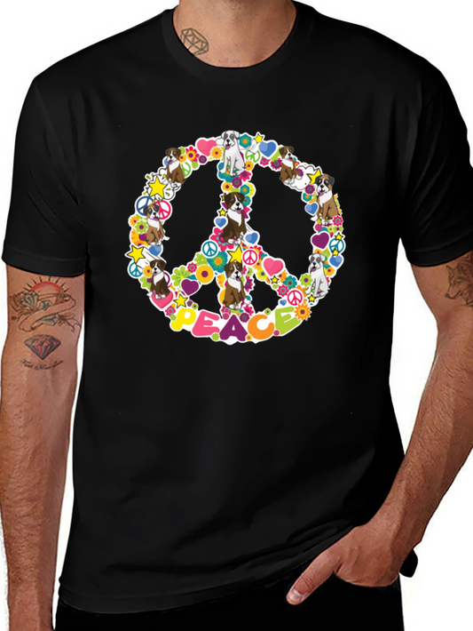 Peace Sign Boxer Dog T-Shirt