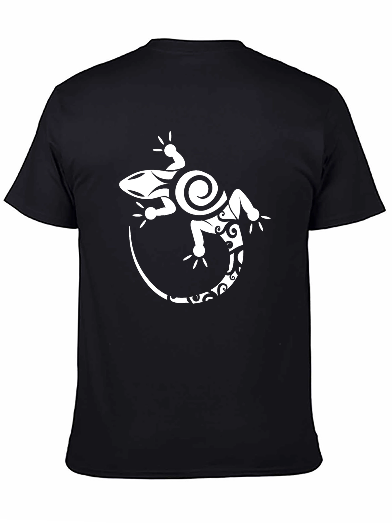 Tribal Gecko Graphic T-Shirt - Black