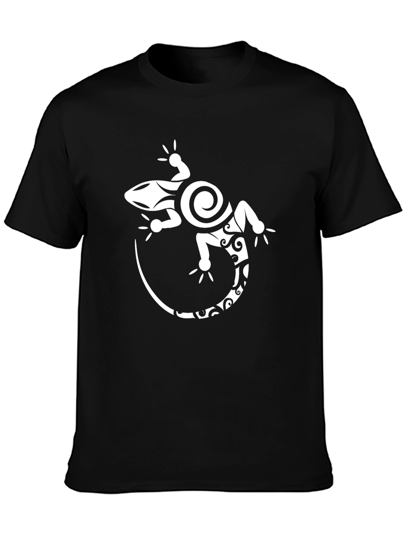 Tribal Gecko Graphic T-Shirt - Black