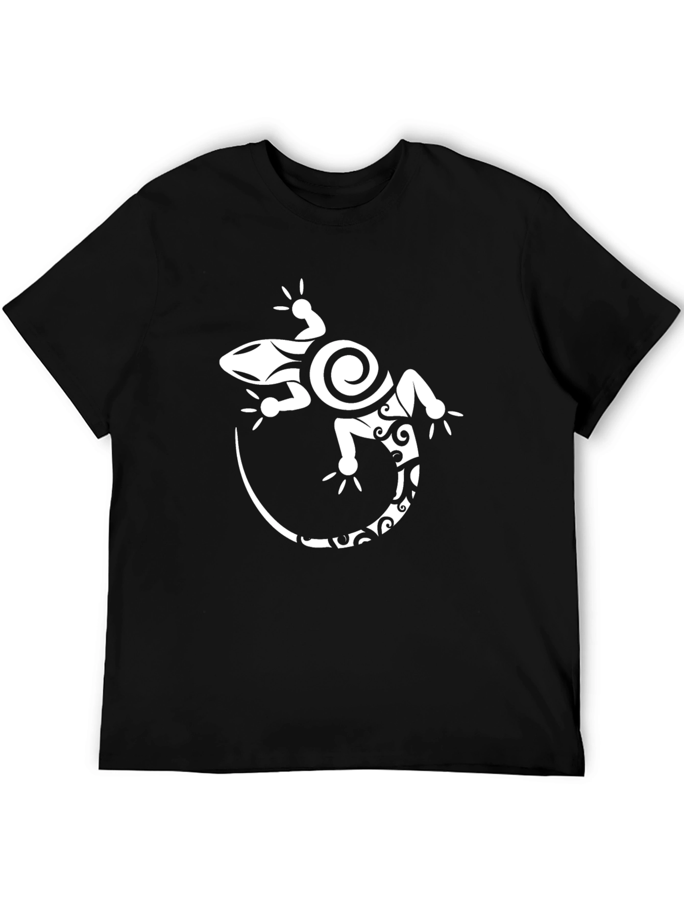 Tribal Gecko Graphic T-Shirt - Black