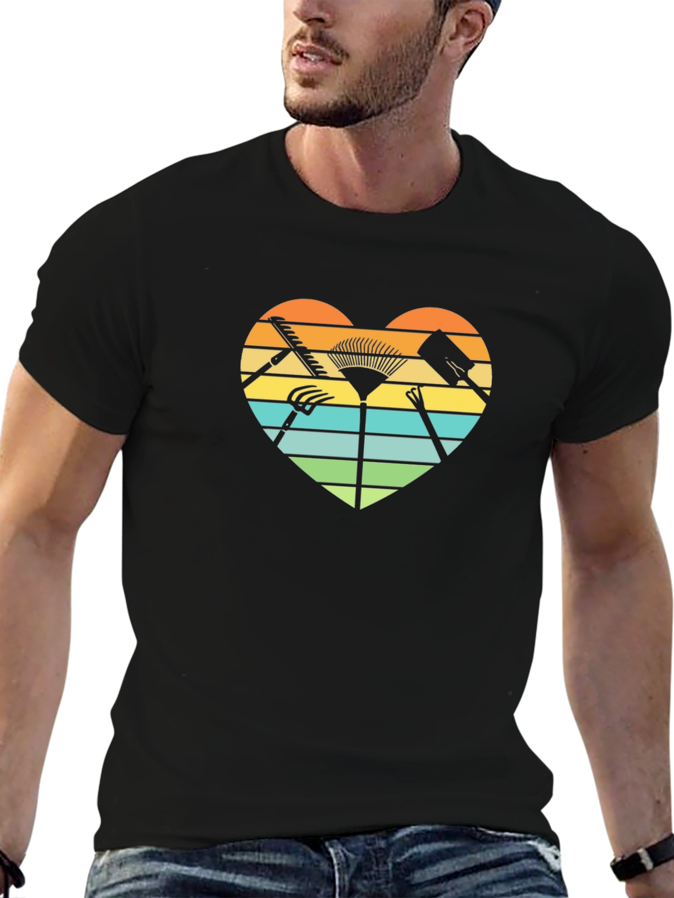 Gardening Heart Graphic Tee - Black