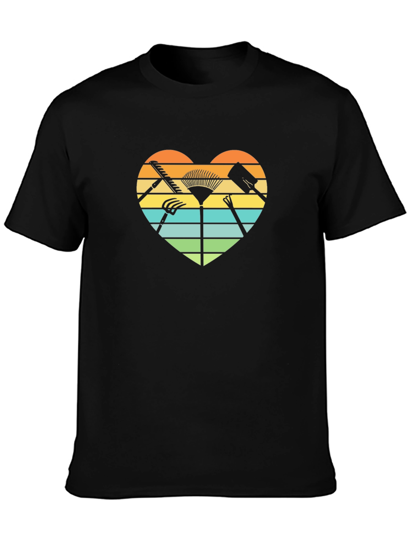 Gardening Heart Graphic Tee - Black