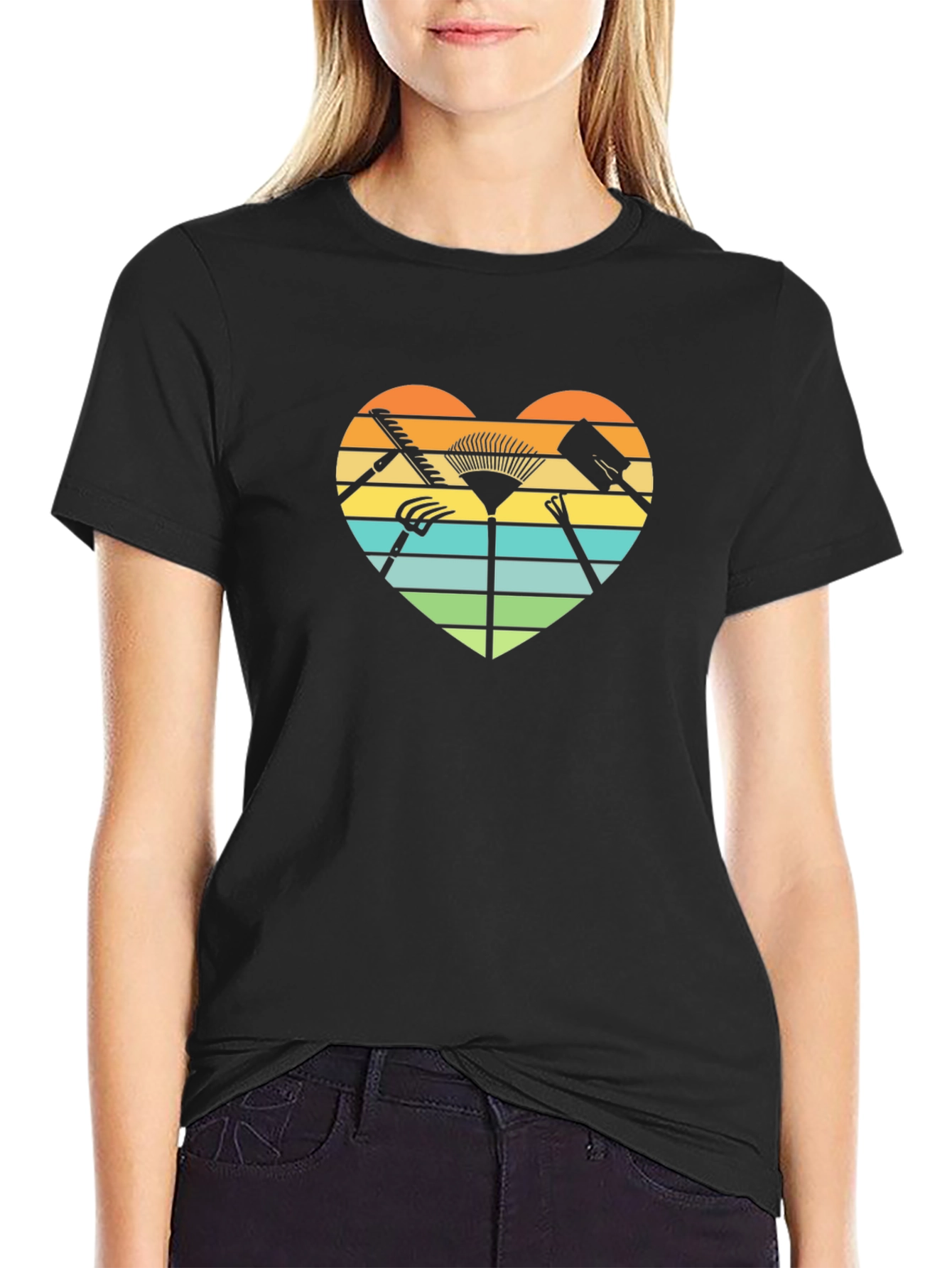 Gardening Heart Graphic Tee - Black